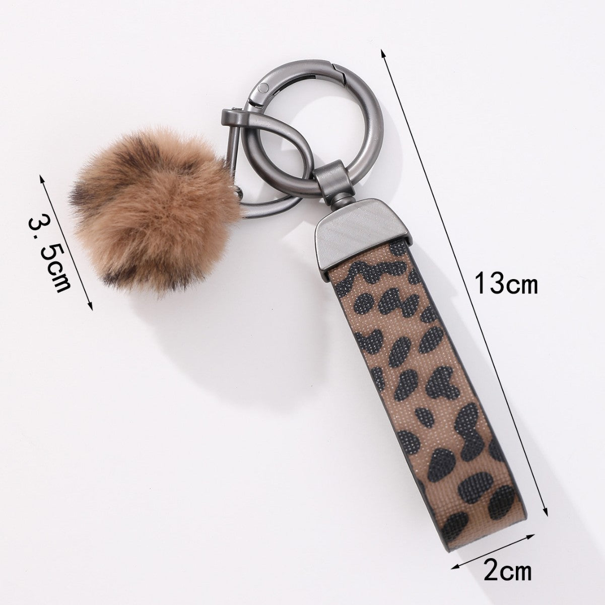 Wholesale Western cowboy style leopard print leather keychain bag hanging plush ball water cup lanyard